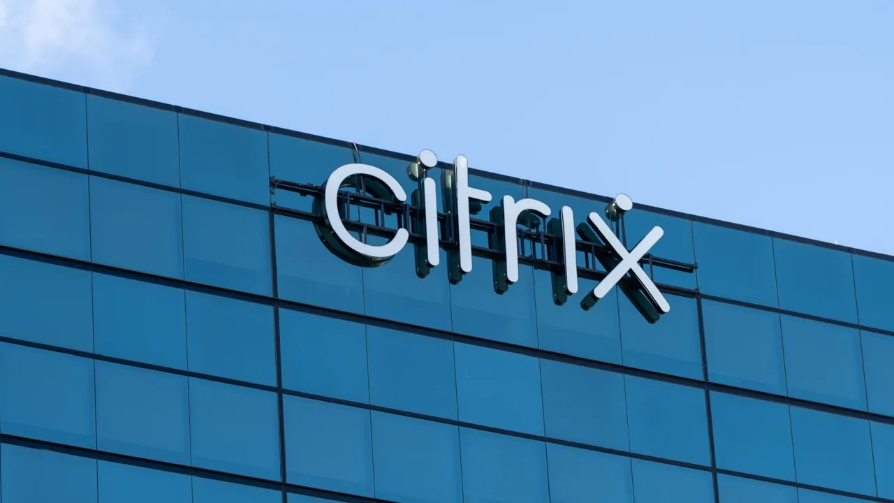 A photo of a Citrix logo on an office building
