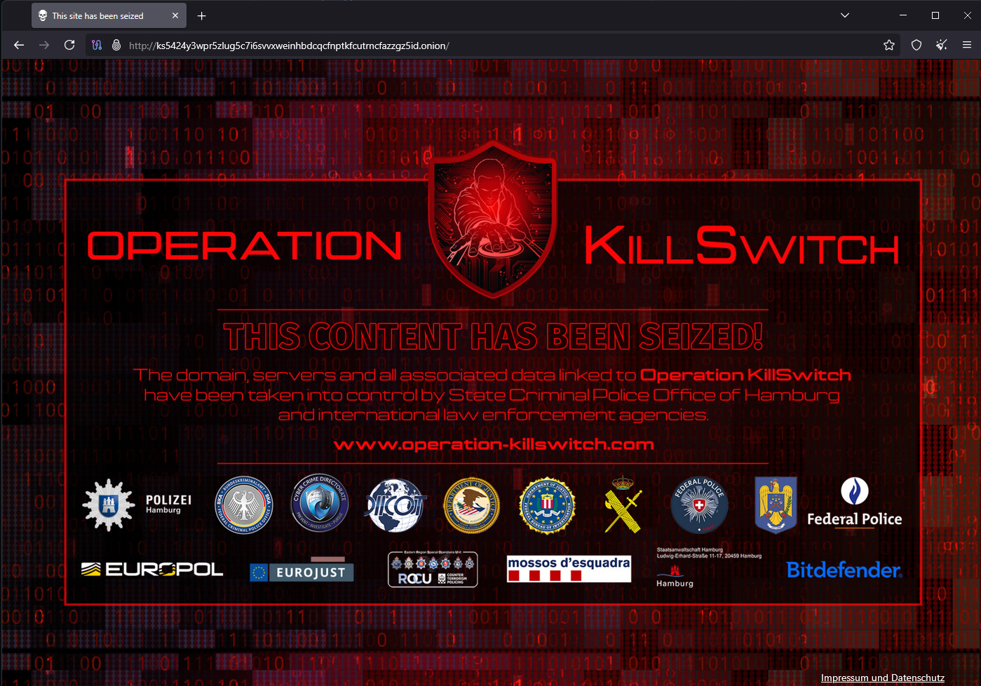 Seized KillSec data leak site