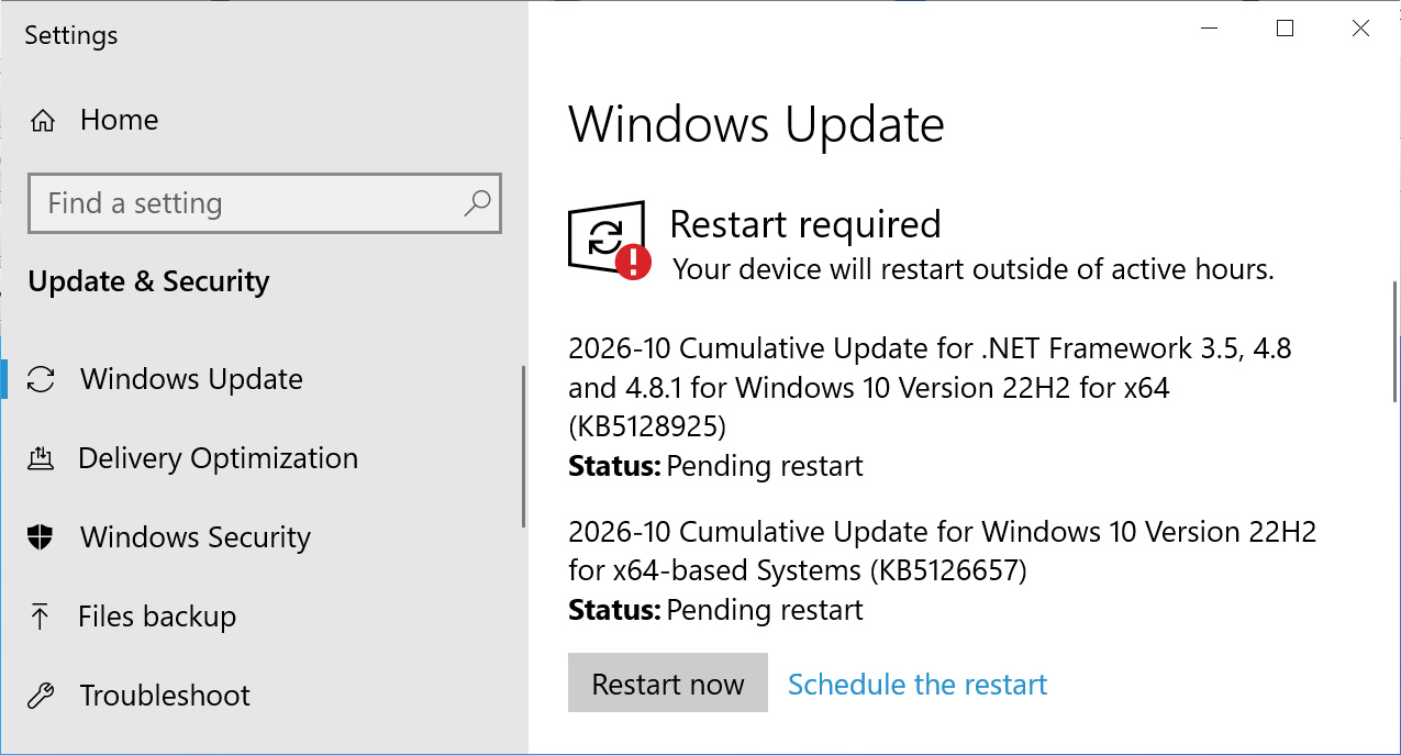 Windows 10 KB5126657 update
