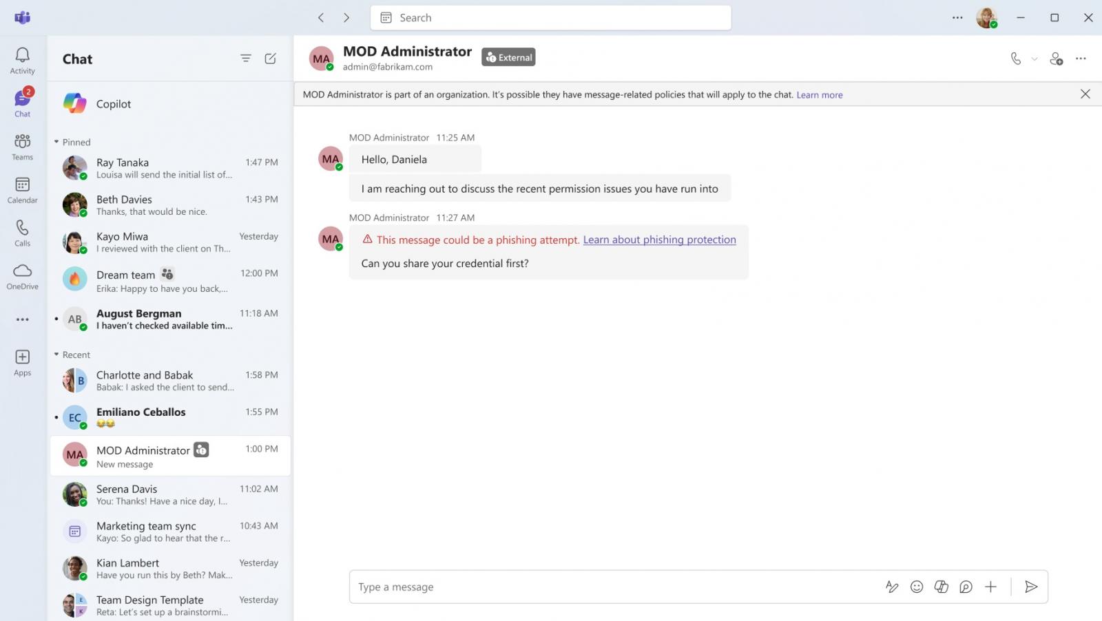 Teams AI-powered phishing detection