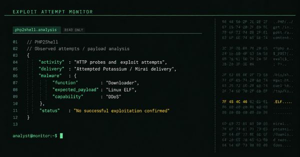 PHP2Shell Exploit Attempts Hit Millions as Attackers Try to Deploy Mirai Malware