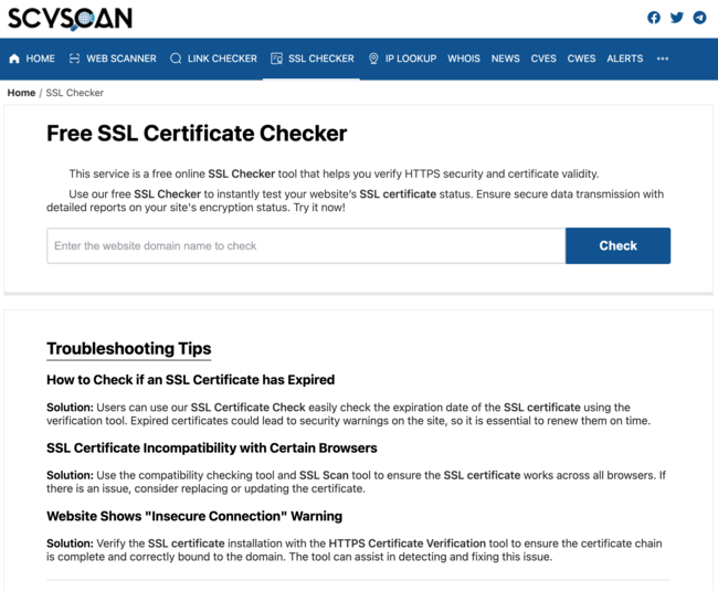 SSL Checker: Check SSL Certificate for Free | labs, shopper - ScyScan